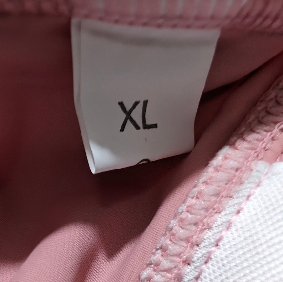 FLAW AS IS Womens Swim Set  L Pink Tankini Black Skirt 2 Piece  Spaghetti Strap - Picture 4 of 17